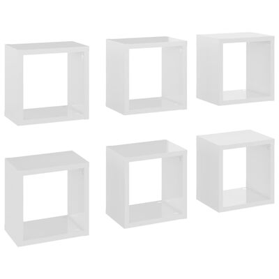 vidaXL Étagères cube murales 6 pcs Blanc brillant 22x15x22 cm