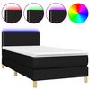 vidaXL Sommier &agrave; lattes de lit avec matelas et LED Noir 80x200cm Tissu