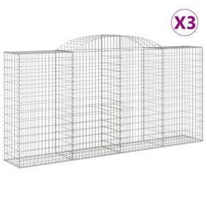 vidaXL Paniers &agrave; gabions arqu&eacute;s 3 pcs 300x50x140/160 cm fer galvanis&eacute;