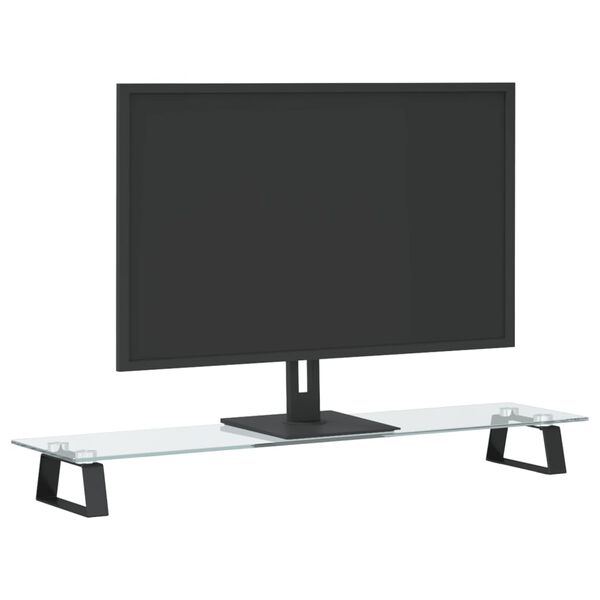 vidaXL Support de moniteur noir 80x20x8 cm verre tremp&eacute; et m&eacute;tal
