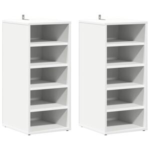 vidaXL Armoires &agrave; chaussures 2pcs Blanc 31,5x35x70cm Bois d'ing&eacute;nierie