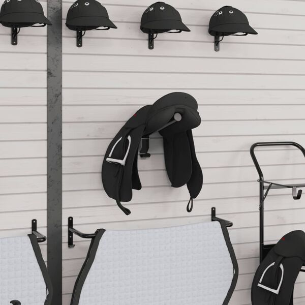 vidaXL Porte-selle pliable mural noir fer