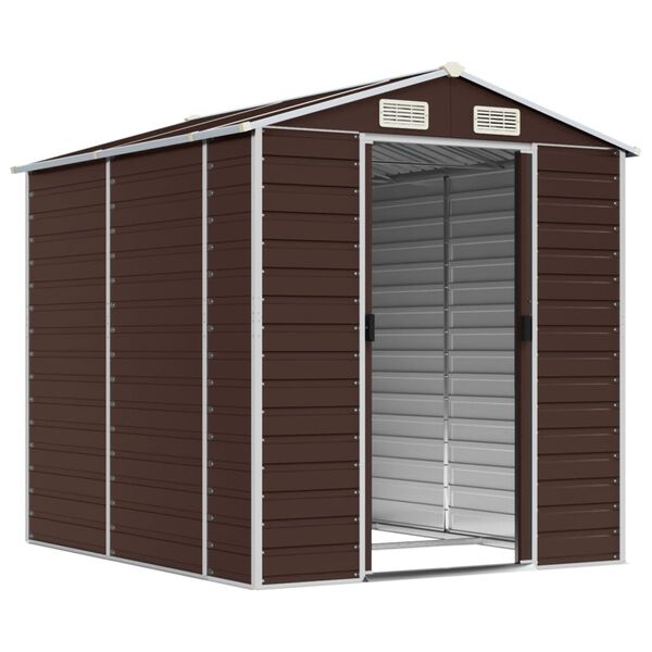 vidaXL Abri de jardin marron 191 x 215 x 198 cm en acier galvanis&eacute;