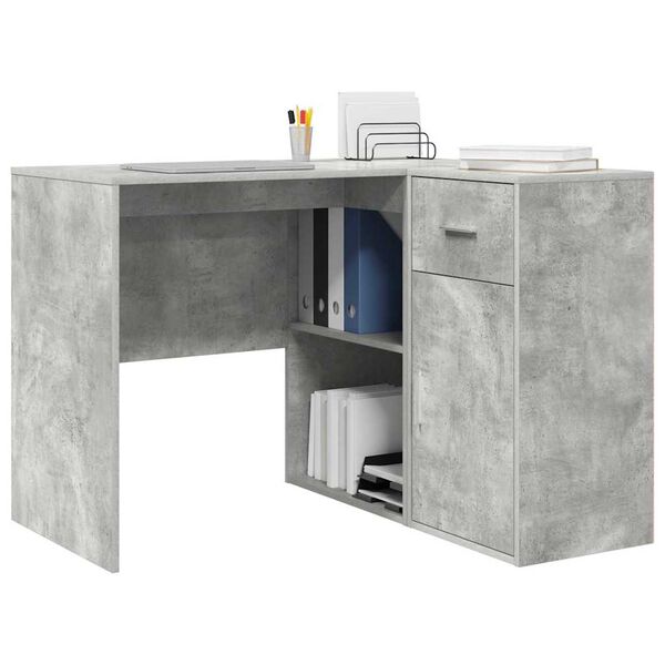 vidaXL Bureau d'angle avec tiroir Gris b&eacute;ton 102 x 88 x 75 cm