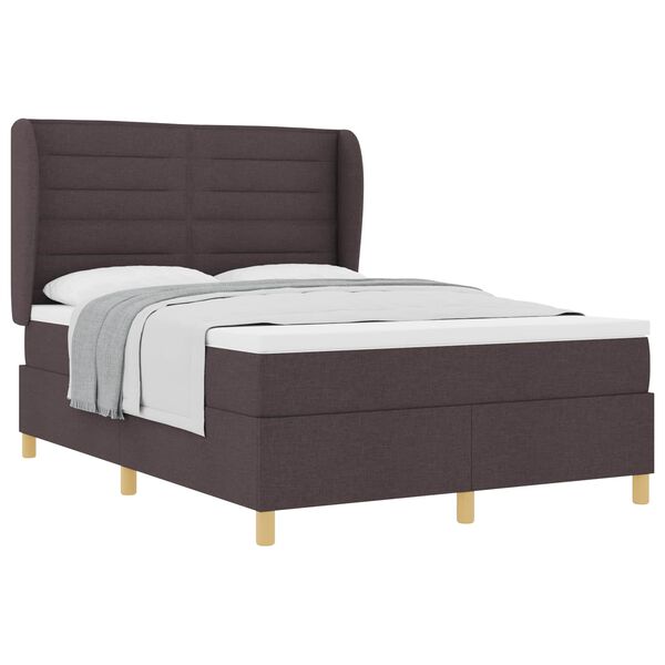 vidaXL Lit &agrave; ressorts avec matelas Marron fonc&eacute; 190 x 140 cm tissu