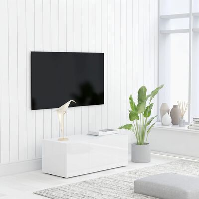 vidaXL Meuble TV Blanc brillant 80x34x30 cm Aggloméré
