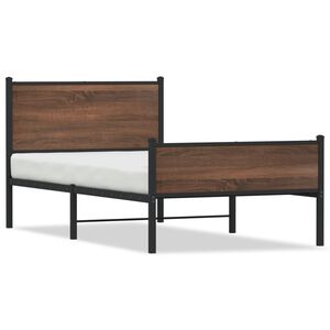 vidaXL Cadre de lit en m&eacute;tal sans matelas ch&ecirc;ne marron 100x190 cm
