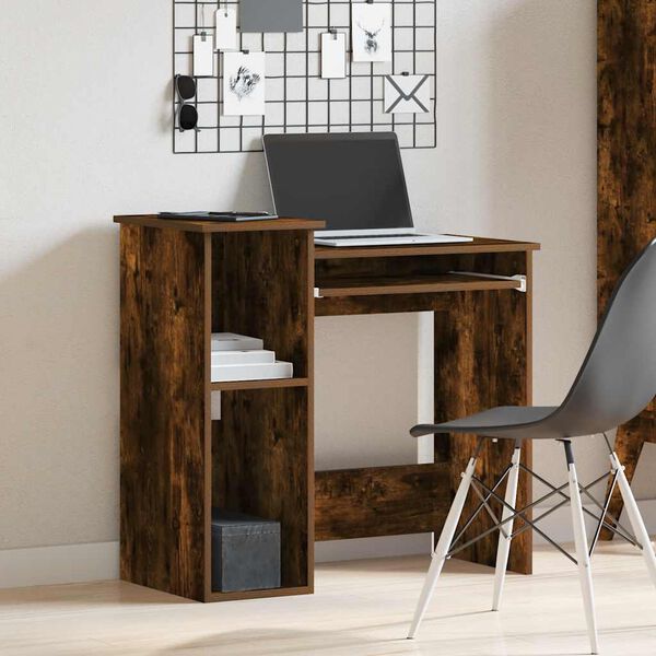 vidaXL Bureau avec &eacute;tag&egrave;res ch&ecirc;ne fum&eacute; 84x40x78 cm bois d'ing&eacute;nierie