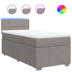 vidaXL Sommier &agrave; lattes de lit avec matelas Taupe 100x200 cm Tissu
