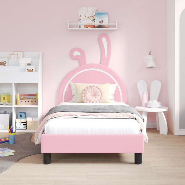 vidaXL Cadre de lit pour enfants avec t&ecirc;te de lit Rose 80 x 160 cm PU