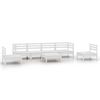 vidaXL Salon de jardin 7 pcs Blanc Bois de pin massif