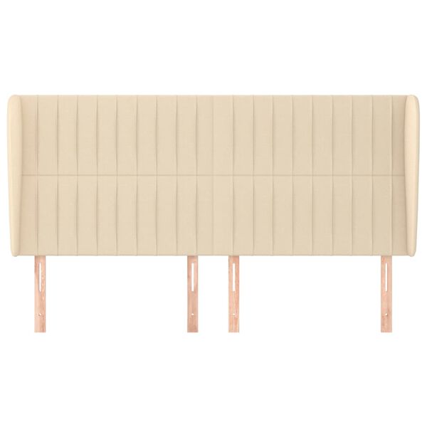 vidaXL T&ecirc;te de lit avec oreilles Cr&egrave;me 203x23x118/128 cm Tissu