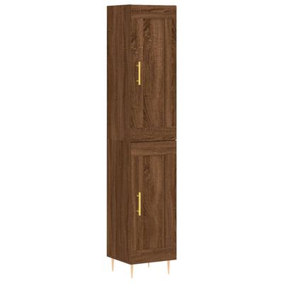 vidaXL Buffet haut Chêne marron 34,5x34x180 cm Bois d'ingénierie