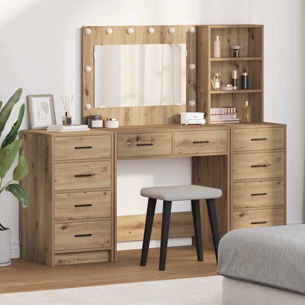 vidaXL Table de Toilette 3 pcs Ch&ecirc;ne artisanal Bois d'ing&eacute;nierie