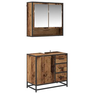 vidaXL Ensemble de mobilier de salle de bain 2 pc Bois Ancien