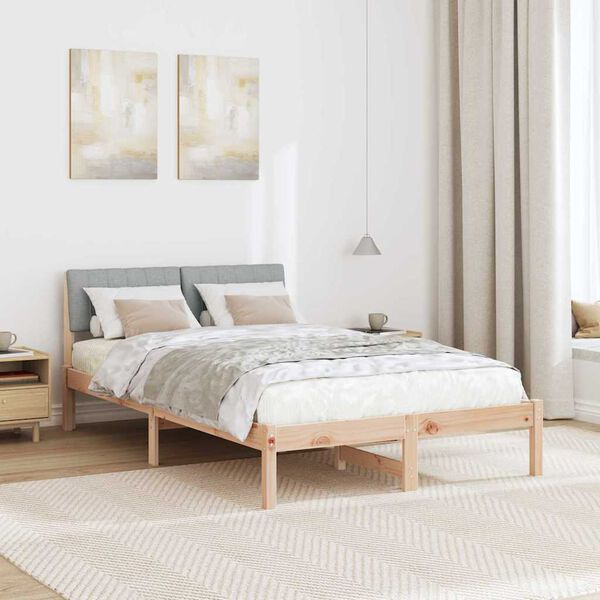 vidaXL Cadre de lit avec t&ecirc;te de lit Marron et gris clair 120 x 200 cm
