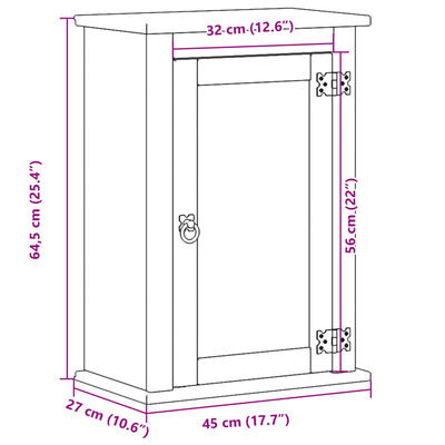 vidaXL Armoire murale de salle de bain Corona bois de pin massif