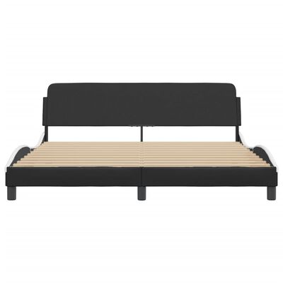 vidaXL Cadre de lit et tête de lit noir et blanc 180x200 cm similicuir
