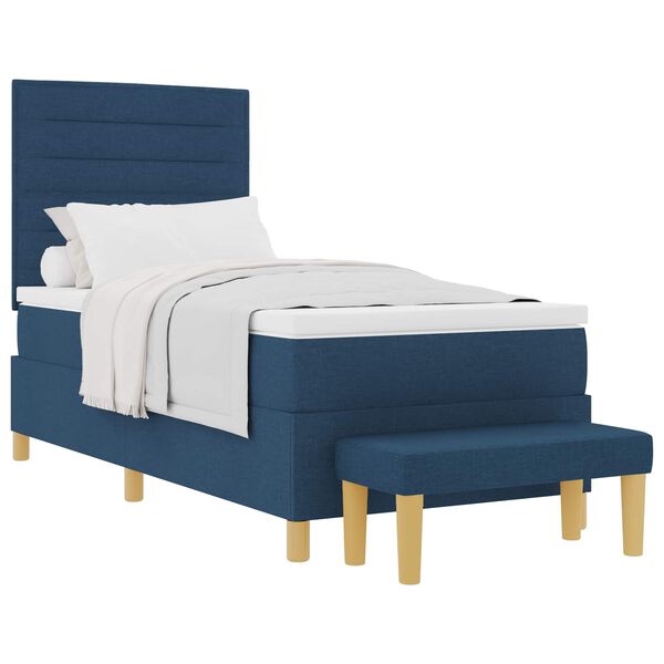 vidaXL Lit &agrave; ressorts avec matelas Bleu 80 x 200 cm tissu