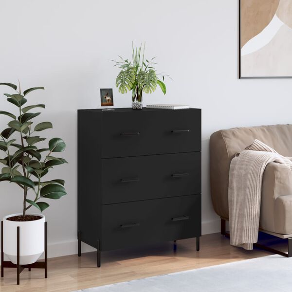 vidaXL Buffet noir 69,5x34x90 cm bois d'ing&eacute;nierie