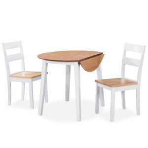 vidaXL Ensemble de salle &agrave; manger 3 pcs MDF et h&eacute;v&eacute;a Blanc