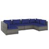 vidaXL Salon de jardin 6 pcs avec coussins R&eacute;sine tress&eacute;e Gris
