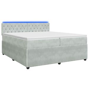vidaXL Lit boxspring avec matelas Gris clair 200 x 200 cm Velours