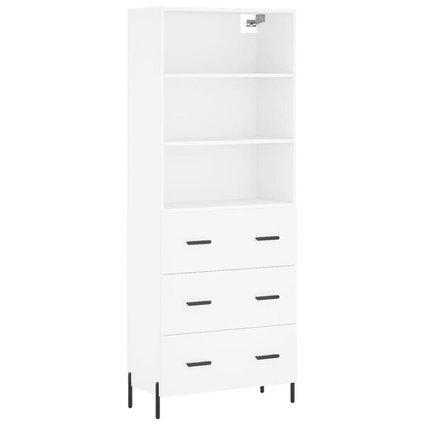 vidaXL Buffet haut Blanc 69,5x34x180 cm Bois d'ing&eacute;nierie