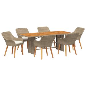 vidaXL Ensemble de salle &agrave; manger pour jardin 7 pcs Beige polyrotin