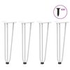 vidaXL Pieds en &eacute;pingle &agrave; cheveux pour table basse 4 pi&egrave;ces Blanc 42 cm Acier massif
