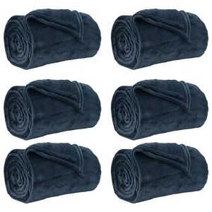 vidaXL Couvertures &agrave; jeter 6 pc Bleu marine 220 x 240 cm 8.24 kg