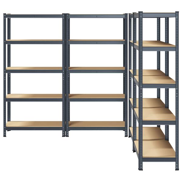 vidaXL &Eacute;tag&egrave;res &agrave; 5 niveaux 4pcs anthracite acier et bois d'ing&eacute;nierie