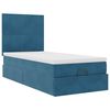 vidaXL Cadre de lit ottoman avec matelas bleu fonc&eacute; 90x190 cm velours