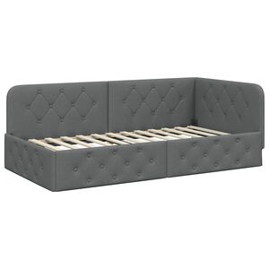 vidaXL Cadre de lit d'angle Gris fonc&eacute; 90 x 190 cm tissu