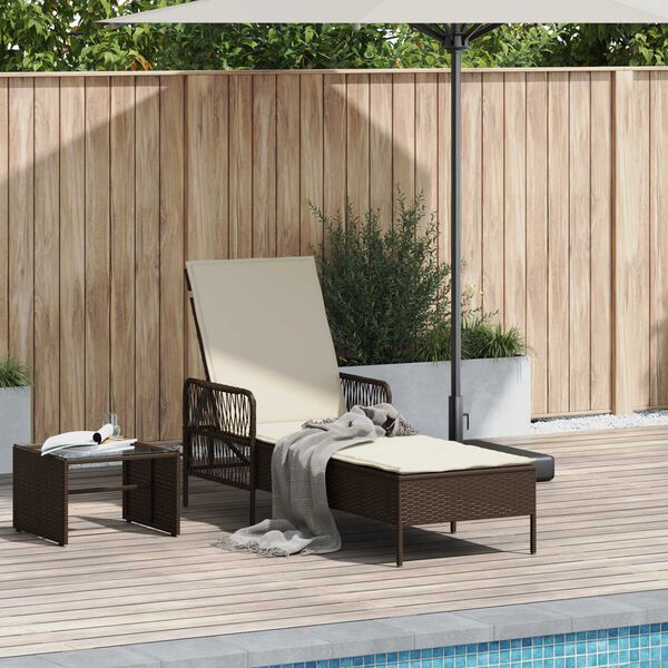 vidaXL Transat Marron et cr&egrave;me blanche 55 x 200 x 92 cm polyrotin