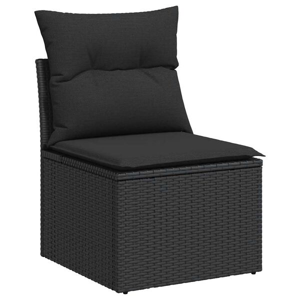 vidaXL Salon de jardin 6 pcs avec coussins noir résine tressée acacia