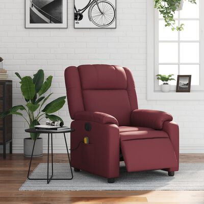 vidaXL Fauteuil de massage inclinable électrique rouge bordeaux