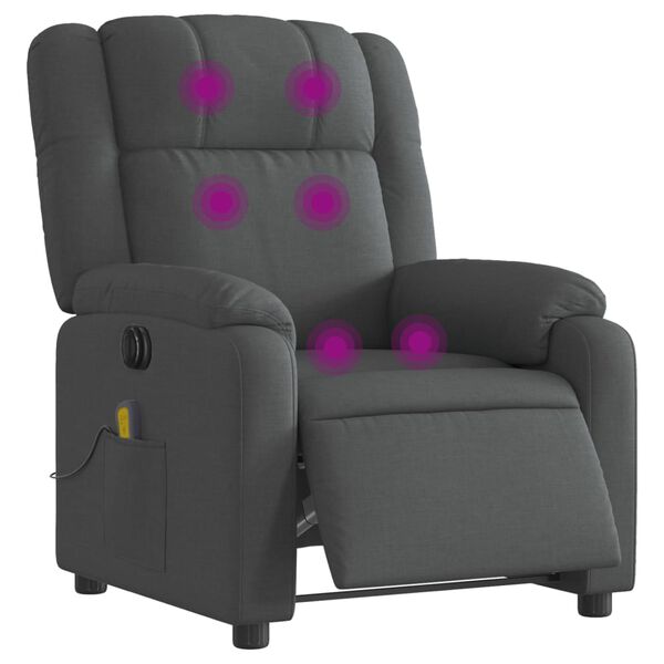 vidaXL Fauteuil inclinable de massage &eacute;lectrique gris fonc&eacute; tissu