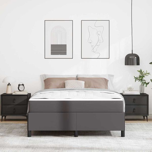 vidaXL Cadre de lit avec matelas Gris 160 x 200 cm tissu