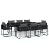 vidaXL Ensemble &agrave; manger de jardin 9 pcs Noir