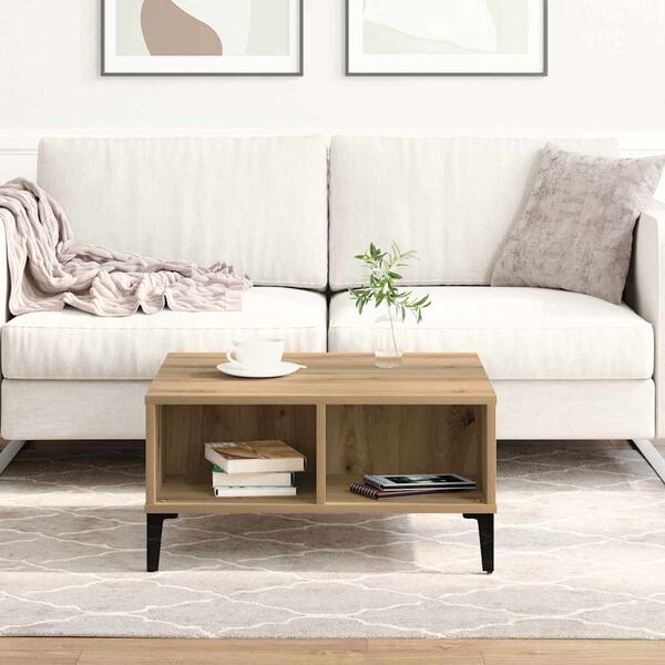 vidaXL Table basse Ch&ecirc;ne artisanal 60 x 60 x 30 cm