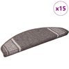 vidaXL Tapis d'escalier auto-adh&eacute;sifs 15 pcs Marron 65 x 21 x 4 cm