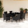 vidaXL Ensemble &agrave; manger de jardin et coussins 7 pcs noir rotin acacia