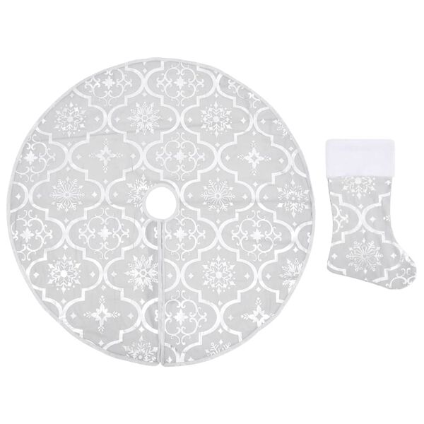 vidaXL Jupe de sapin de Noël de luxe avec chaussette Blanc 90 cm Tissu