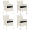 vidaXL Chaises de jardin avec coussins lot de 4 R&eacute;sine tress&eacute;e Blanc