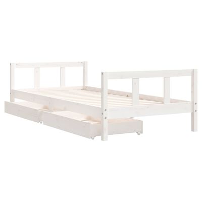 vidaXL Cadre de lit enfant tiroirs blanc 90x200 cm bois de pin massif