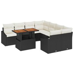 vidaXL Ensemble de canap&eacute; de jardin 9 pc Noir et Cr&egrave;me