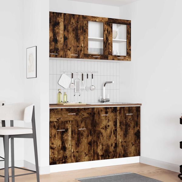 vidaXL Ensemble de meubles de cuisine avec porte Lyon 4 pcs Ch&ecirc;ne fum&eacute;