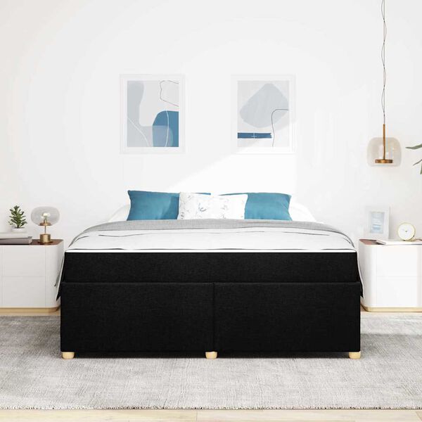 vidaXL Cadre de lit avec matelas Noir 180 x 200 cm tissu