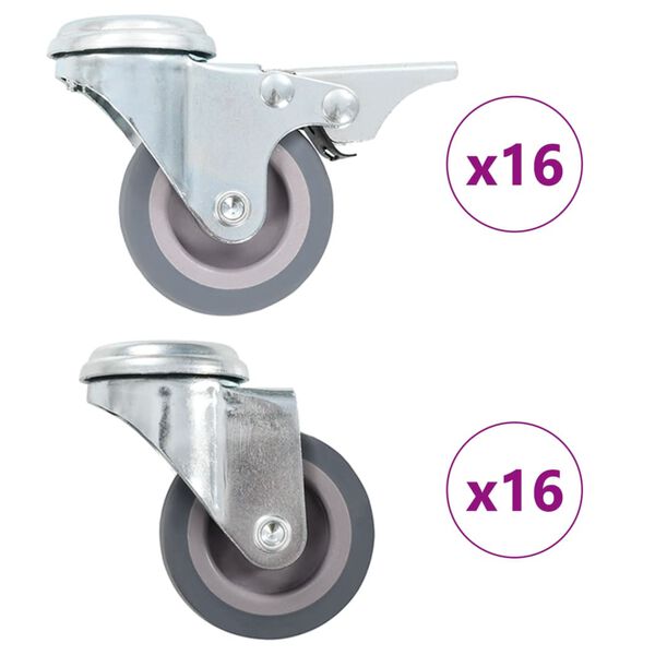 vidaXL 32 pcs Roulettes pivotantes &agrave; trou de boulon 50 mm